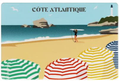Color Pop Porte-Carte Rigide (1 Carte) – Collection Aquitaine - Fabrication Française – PVC Imprime – 6 x 9,1 cm (Imprimé Biarritz)