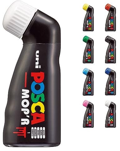 POSCA 183201 - POSCA Marker MOP´R PCM-22, runde Stempelspitze 3 - 19 mm, weiß, 1 Stück, ergonomische Form