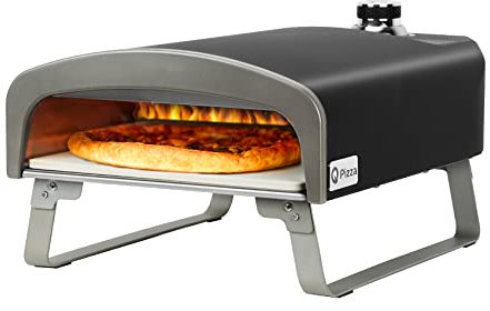 Q Pizza Outdoor Pizza Oven, Portable Gas Pizza Oven with 13x13in Pizza Stone for Outside Cooking, Backyard Pizza Maker, Pizza Accessory Ideal for Outdoor Kitchen and Party, Great Gift PS100