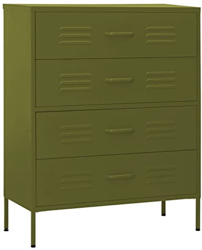 vidaXL Kommode Olivgrün 80x35x101,5 cm Stahl