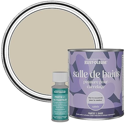Rust-Oleum Peinture Beige Résistante à l'eau pour Carrelage de Salle de Bain, Finition Satinée - Pénombre 750ml