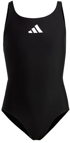 adidas Solid Small Logo Swimsuit, Costume da Bagno Bambine e Ragazze, Black/White, 4-5 Anni