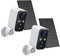 FOAOOD 2 Confezioni-Bianco Telecamera Wi-Fi Esterno Batteria Senza Fili,Videocamera Sorveglianza Solare con Visione Notturna Colori,Rilevamento Umano PIR,Conversazione a 2 Vie,Impermeabile IP66