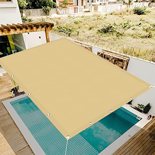 Rechteckig Sonnensegel Wasserdicht 3.5 x 9 m UV-Schutz Windschutz Garden Schattiernetz Leicht Und Haltbarkeit für Patio Hinterhof Rasengarten, Sandgelb