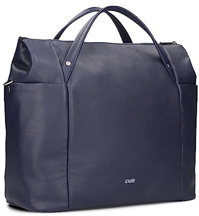 Zwei Große Damen Business-Tasche Pia PI160 Laptop-Tasche 16 Liter klassisch-elegante Querformat Tote Bag für Büro & Arbeit inkl. extra langer Schultergurt - Umhängetasche & Schultertasche (blue)