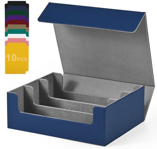 UAONO Sammelkarten-Aufbewahrungsboxen für 1800+ Karten, Premium Magnetic Deck Boxen, Leather Deck Case mit Trennwänden, Spielkarten Deck Boxe für TCG Magic the Gathering YuGiOh Karten (Blau)