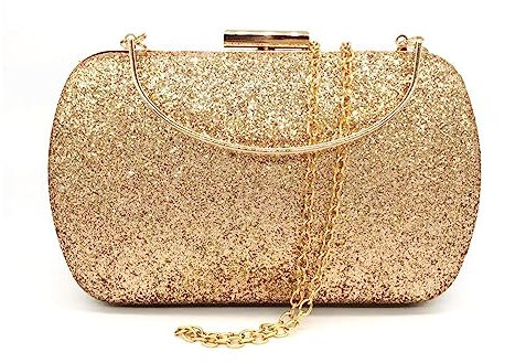Abendtasche Damen Clutch Modische Handtasche Perlen Pailletten Dinner Tasche Kette Bar Abendkleid Tasche Umhängetasche Gold