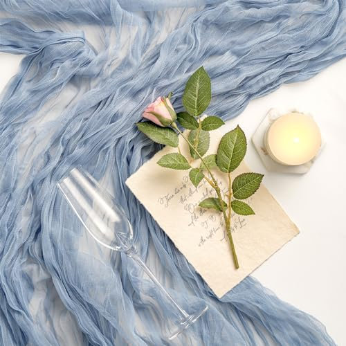 AOKSUNOVA Tischläufer Hochzeit Tüllstoff 3m x 80cm Tischläufer Tüll Dekostoff Hochzeit Blau 80cm x 3m