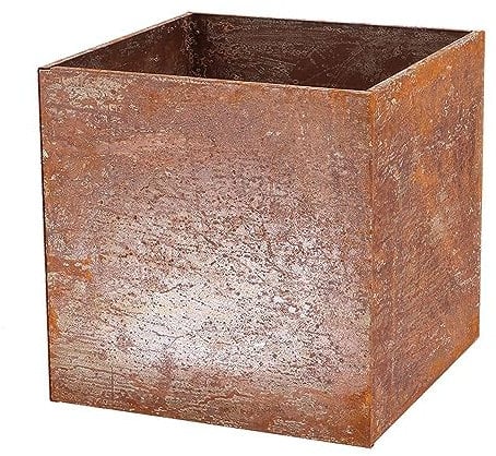 Rivanto® Großer Pflanzkasten 40x40x40 aus Cortenstahl, Rostoptik, quadratischer Blumenkasten für große Blumen & Pflanzen, Blumentopf