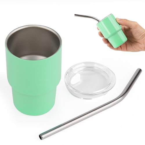 BATGIFTS Shot Glass with Straw 3oz,Mini Tumbler shot with Lid,Cute Stuff Funny Gifts (Teal)