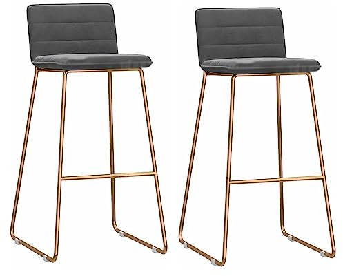 Barhocker Bar Stühle Barstuhl Samt-Barhocker, 2er-Set, Barhocker, Thekenhöhe, Stuhl Mit Rückenlehne, Metallbeinen Und Fußstützen Und Hocker Für Die Küchenbar Barsessel Barstühle ( Color : Gray Cushion