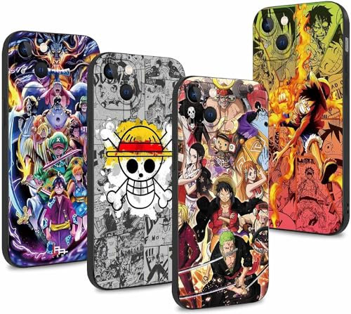 PBNDJVG 4 Stück Handyhülle für Samsung Galaxy A15 4G Hülle 6.5'' Anime Luffy Zoro Gear 5 Sun God Nika Manga Muster Design Case Kameraschutz Schutzhülle TPU Silikon Weich Ultra Dünn- 01