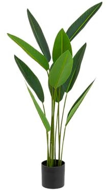 Avilia Pianta Artificiale Tropicale Decorativa 97cm - Strelitzia Artificiale con Vaso Nero Opaco per Interni, Albero Realistico per Soggiorno ed Ufficio