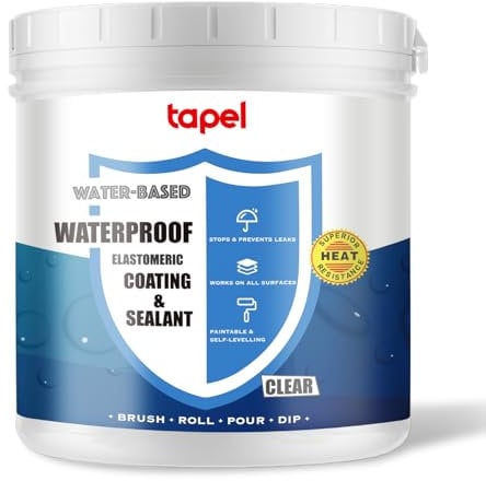 Tapel CrystalClear 500 % elástico impermeable, transparente, 1 kg, sellador de goma líquida autonivelante para techos, piscinas y baños, resistente a los rayos UV, reparación profesional de fugas