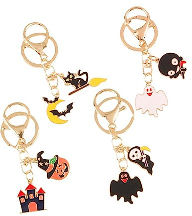 COLLBATH Lot De 4 Porte-clés D'halloween Pour Garçons Et Filles En Forme De Fantôme Et De Citrouille