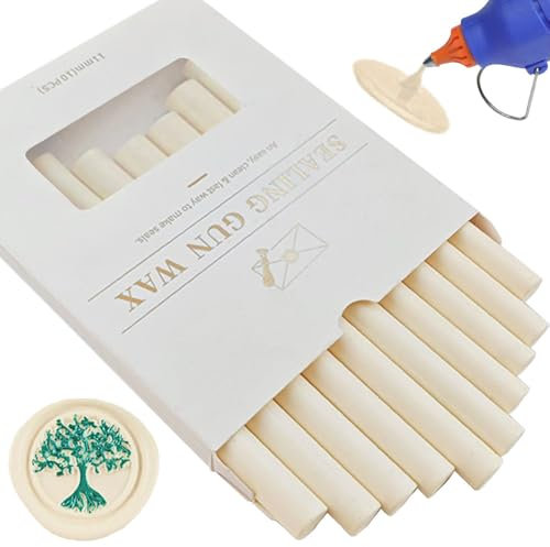 Wax Seal Sticks, Ioggtser 10 Pieces Glue Gun Wax Seal Stick for Wax Seal Stamp, Milk White Sealing Wax Sticks for Glue Gun, for Wedding Invitations, Cards, Envelopes