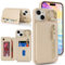 Zouzt for iPhone 14 Plus/15 Plus 6.7 Inch Wallet Case with Card Holder for Men Women, PU Leather Kickstand Credit Slots Case, Key Ring Zipper Stand Shockproof Protective Phone Cover - Almond