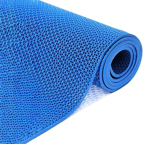 EdfYHSL Tappetino drenante Antiscivolo Tappetino Antiscivolo for Il drenaggio del Bagno, Tappetino for Porta in PVC con Rete Cava for Piscina, Bagno con Doccia Tappeti di drenaggio(Blue,90cm x 70cm)