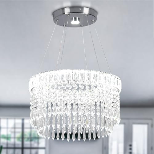 Cainjiazh Moderne Kristallleuchter Luxus-Kronleuchter Pendelleuchten 450cm Rundleuchten Deckeneinbauleuchten für Wohnzimmer, Esszimmer und Schlafzimmer in Weiß