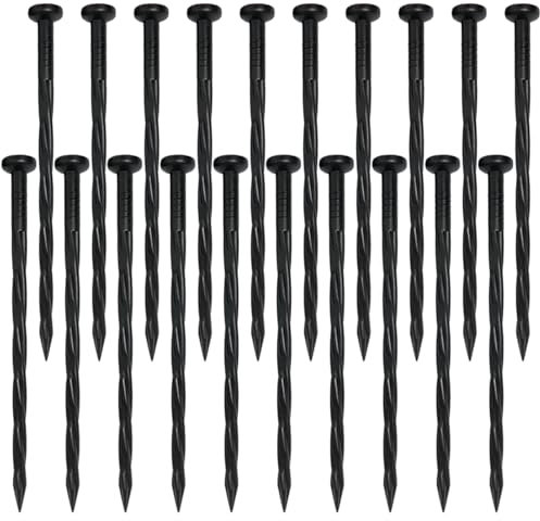 SHITOOMFE Pali del Paesaggio, Pali del Prato a Spirale da 100 Pezzi, Pali di paesaggi da 8 Pollici, Posta in plastica riutilizzabili per Terra, barriera delle Erbe infestanti