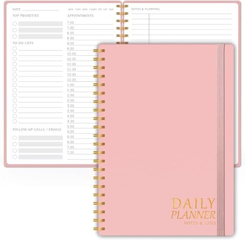 Tagesplaner, To-Do-Listen-Notizbuch, undatierter Stundenplaner (Rosa)