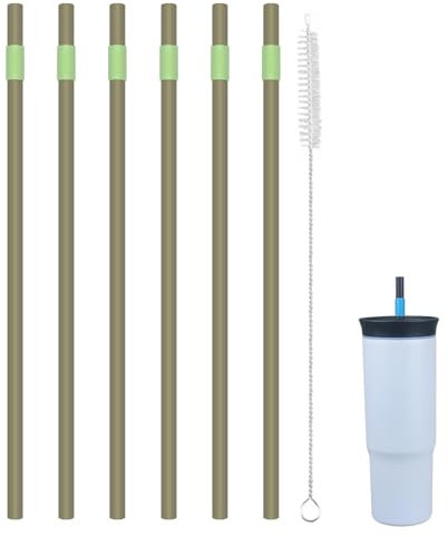 KLOWOAH Replacement Straws Compatible with Owala 24oz Tumbler, with 1 Brush,Pack of 6 (green)