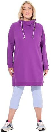 Ulla Popken Damen große Größen Übergrößen Plus Size Sweatkleid, Stehkragen, Langarm, Taschen lila 50+ 825247824-50+