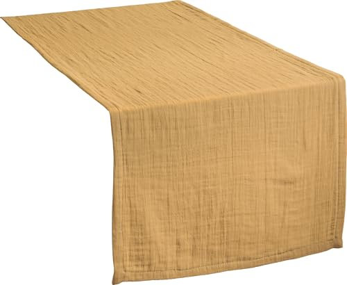 Erwin Müller Tischläufer Arona Musselin Curry Größe 40x170 cm