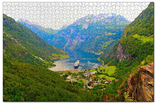 Puzzle Norwegen Geiranger Fjord 1000 Teile Puzzle für Erwachsene und Familienreisegeschenk Souvenir 38x26CM