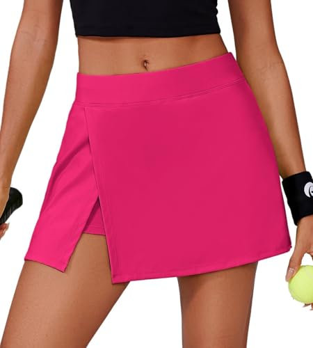 PINSPARK Gonna da Tennis Donna con Pantaloni Sportiva Golf A Vita Alta con 2 Tasche E Spacchi Laterali Estiva Minigonna Gonne Corsa Pantaloni Escursionismo