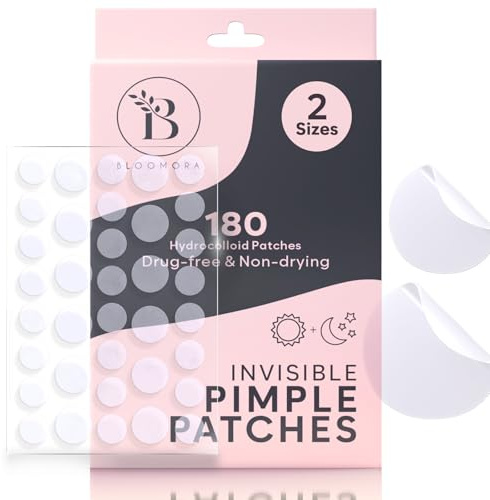Pimple Patches Invisible Patch Brufoli Invisibili 180 Pezzi | Idrocolloide per Viso, Dimensioni S L, Trattamento Efficace delle Macchie, Opzioni di Versatili, Design Discreto