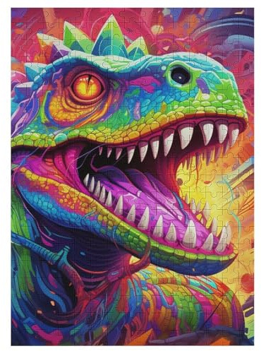 Dinosaurier Puzzles 300 Teile Erwachsener Kniffel Spaß Für Die Ganze Familie, Holzpuzzle Kinder Erwachsene, Impossible Puzzle Schwer 42×30cm