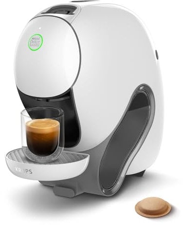 NESCAFÉ DOLCE GUSTO NEO CAFFE - Machine À Café KRUPS pour Dosettes Compostables - Technologie Brevetée SmartBrew 3-En-1 - Cafetière Connectée - Cafés noirs, KP830110, Blanc