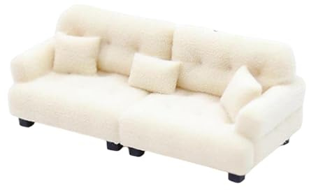 Harilla Miniatur-Sofa, Miniatur-Spielzeugmodell, für, Rollenspiel, Spielzeug, modern, realistisch, mit Kissen, künstliche Lebensszene, Mini-Möbel, 1 30 Beige