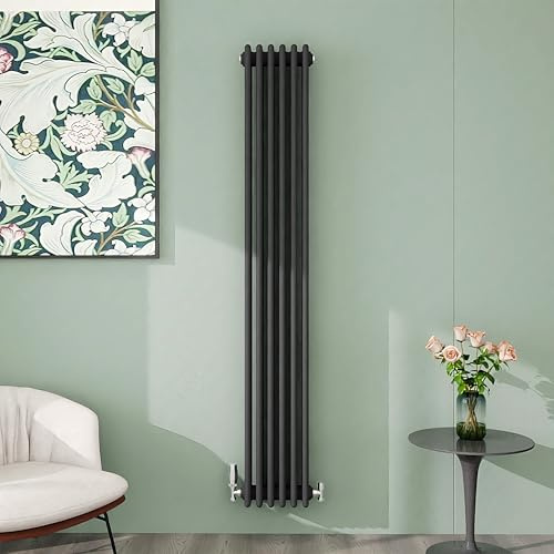 Simple Bathroom Traditional Radiator 4 Column 1800×290mm Vertical Anthracite Cast Iron Radiator Perfect for Kithcen, Living Room, Bathroom