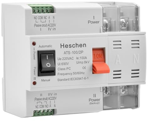 Heschen ATS ATS-100 2P 100 220 V AC 8 KV - Interruptor automático para conmutación de circuitos eléctricos