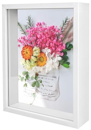 3D Shadow Box, 23 x 32 cm Shadow Box Frame, Wooden Photo Frame-White 3CM | Deep Picture Frames Box Display for Crafts Memorabilia Flower Tickets Medal