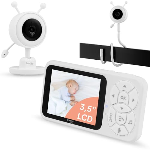 Lionelo Babyline 3.4 – Babyphone mit Kamera, 3,5 Display, VOX | Gegensprechen, Nachtsicht, 4× Zoom, Temperatursensor, Schlaflieder, 3000mAh Akku, 200 m Reichweite, ohne WLAN