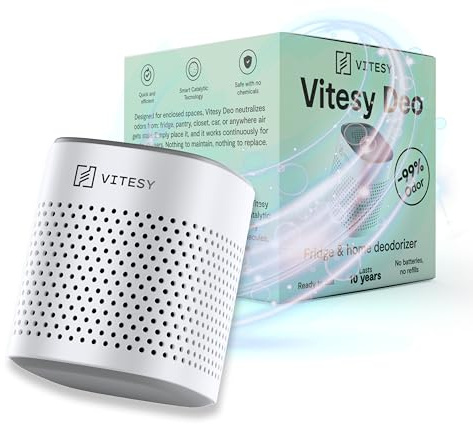 VITESY DEO Elimina Odori per Frigo, Auto, Armadi e Scarpe | Assorbi Odori Senza Ricariche | Riutilizzabile 10 Anni | Compatto e Portatile