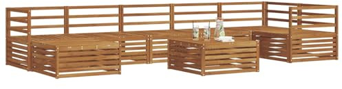 vidaXL Sofagarnituren 8 pcs Natur Massivholz Akazie, Garten Ecksofa Set, modernes Outdoor-Möbel, strapazierfähig, zum Chillen am Pool, für die Terrasse