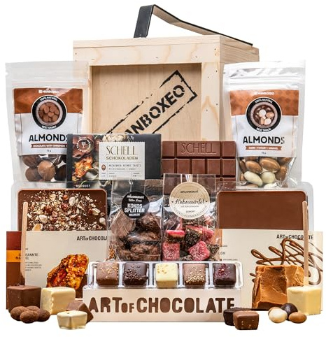 Manboxeo Signature Schokoladen-Geschenkset, 12-teilige Geschenkbox für Schokoladenliebhaber, Geburtstagsgeschenk für Männer, mit handwerklich hergestellten Schokoladen und süßen Leckereien