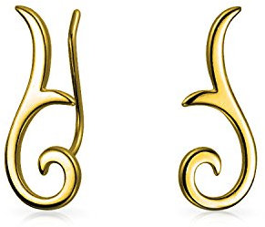 Boucles D'Oreilles Minimaliste Géométrique Tribal Crawlers Climbers Pour Femmes Pour Ados Argent Sterling Plaqué Or 14K