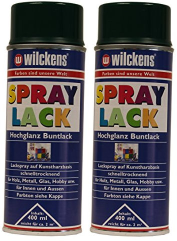 2 x Wilckens Spraylack Hochglanz Buntlack 400ml, Farbe (RAL):RAL 6005 Moosgrün