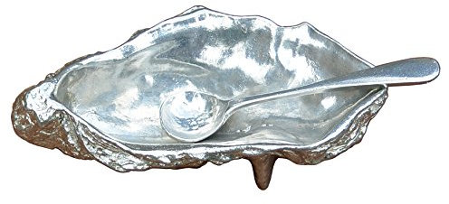 Zinn Auster-Schale Salz-Schüssel, Mit Löffel. Hand gegossen von William Sturt.