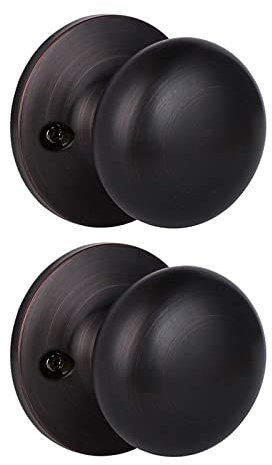 2 Pack Antique Style Round Shape Dummy Door Knob, Reversible for Left or Right Handed Doors, Oil Rubbed Bronze Finish Knob Set