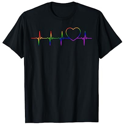 LGBT Herzschlag EKG T-Shirt - Gay Pride Geschenk T-Shirt