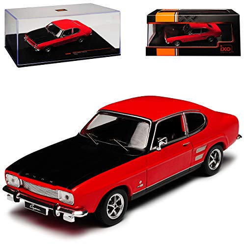 Ford Capri GT 1700 Coupe Rot mit Schwarz 1. Generation 1968-1973 1/43 IXO PremiumX Modell Auto mit individiuellem Wunschkennzeichen