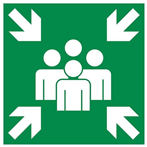 Aufkleber Rettungszeichen „Sammelstelle“ Sammelplatz Symbol nach DIN BGV A8 | 15x15 cm Made in Germany