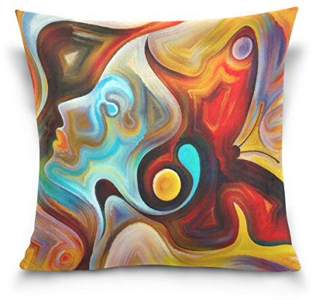 Linomo Kissenbezug 40x40 cm, Bunt Schmetterling Abstrakt Gesicht Dekorative Kissenbezug Kissenhülle für Couch Sofa Bett Hause