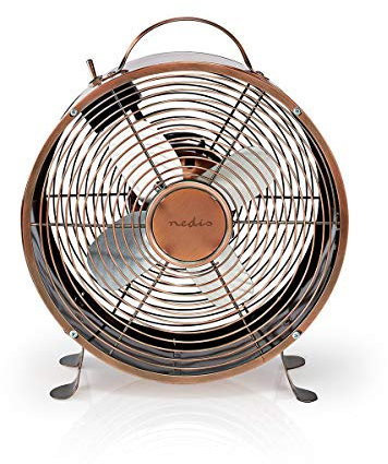 Nedis Ventilador de mesa retro, diámetro de 25 cm, 2 velocidades, estructura de metal, aspecto retro, asa de transporte, cable de 1,5 m, color turquesa, 1,50 m de cobre, FNCL10CO20